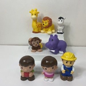 Safari Jungle Zoo People Animals Lot Giraffe Figure Lion Zebra Monkey Hippo